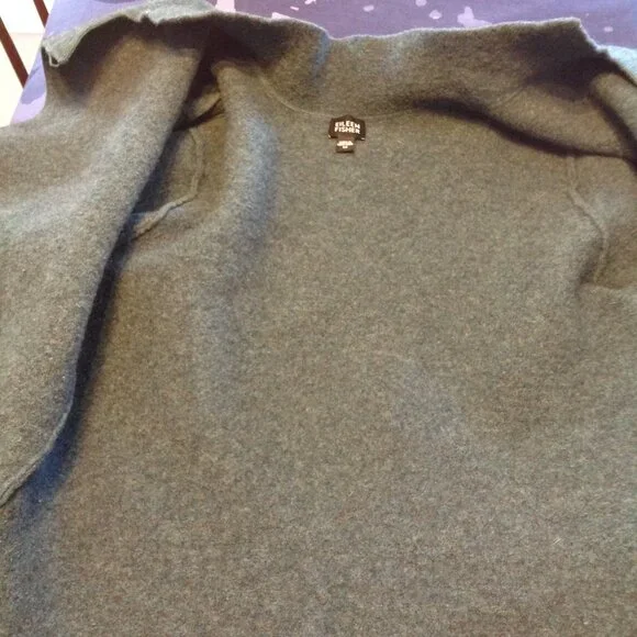 Eileen Fisher Boiled Wool Hi Neck Asymmetrical Cropped Blazer Jacket M - Picture 7 of 9